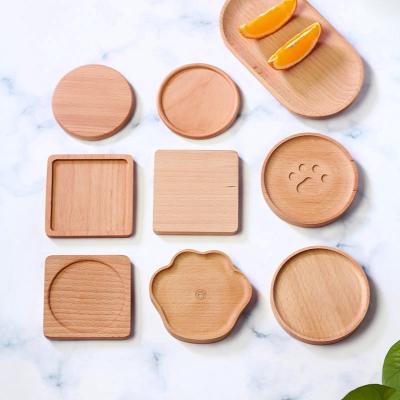 China Hot Selling Tea Cup Coaster Bear Insulation Sustainable Japanese Wooden Attractive Paw White Wooden Coaster for sale