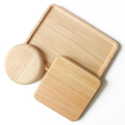 China Reusable Tray Dessert Dinner Bread Wood Tea Pan Plate Fruit Dishes Saucer Wooden Round Viable Japanese Dish for sale