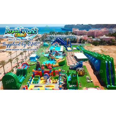 China Slide for kids giant water park with slides and cool big swimming pools inflatable water park construction with best service for sale