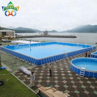 China 0.9mm PVC tarpaulin frame swimming pool large metal commercial swimming pool for rental for water park on sale for sale