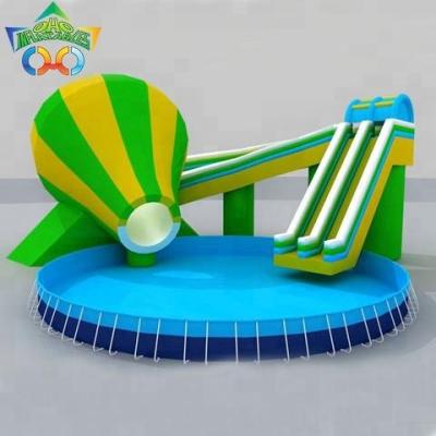 China Outdoor fire resistance metal frame swimming pool with water slide for sale for sale