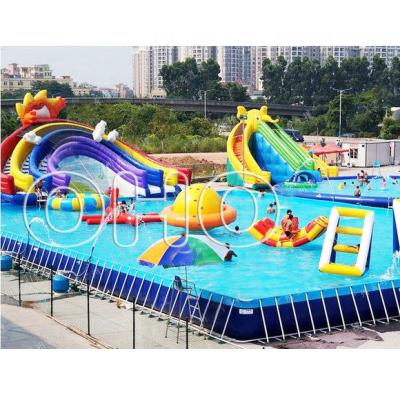 China Water proof equipment large above ground steel wall rectangular metal frame swimming pool for sale for sale