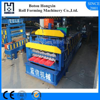 China High Speed Glazed Tile Roll Forming Machine Chain Gear Driven Force for sale