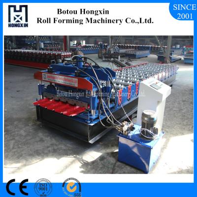 China Trapezoidal Sheet Glazed Tile Roll Forming Machine Cr12 Cutting System for sale