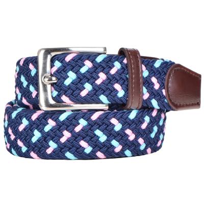 China Fabric Women Woven Elastic Stretch Belts Braided 3.4cm OEM Logo for sale