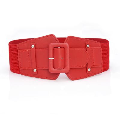 China 7.5cm Wide Women Elastic Belts 78cm Buckle Free Elastic Waist Belt for sale