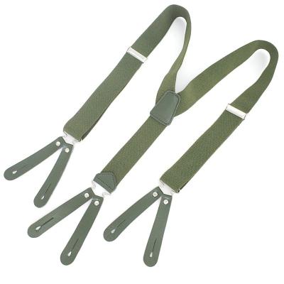 China Army Green Suspender Pants Mens 3.5cm Microfiber Y Back Suspenders for sale