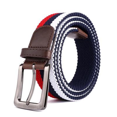 China Canvas Woven Braided Fabric Belt Colorful 3.5cm Clip Buckles for sale