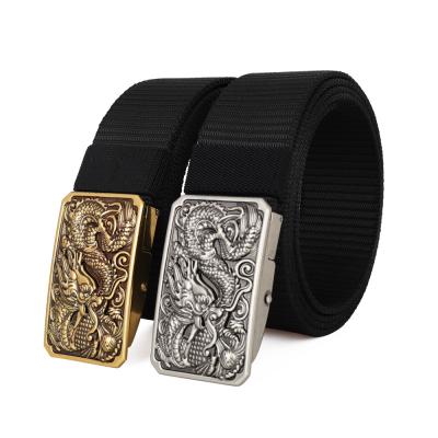 China Black Businessman Buckle Nylon Belt 130cm Braided Web Belt for sale