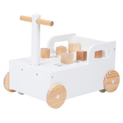 China Pusher Baby Walker 3 in 1 Girls Wooden Baby Study Blocks Push Walker Toy Car Baby Activity Walker for Baby for sale