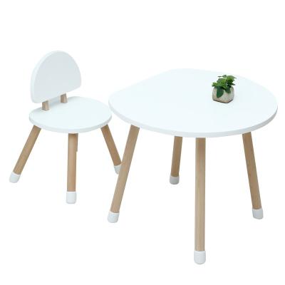 China Modern Factory Montessori Furniture Mushroom Form Children Wooden Table And Chair Set Kids Study Desk for sale