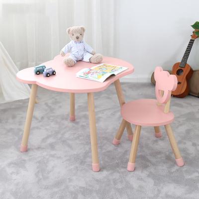 China Nordic Wooden INS Children Study Table And Chairs Set Bear Shape Kindergarten Furniture Set Children Study Desk Set For Kids for sale