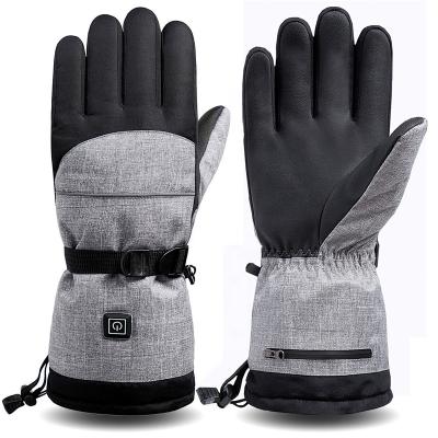 China Wholesale Gray Adult USB PU Material Anti-slip Touchable Waterproof Heating Gloves Comfortable Waterproof Heated Gloves Wholesale for sale