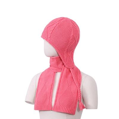 China Fashion\Wholesale Custom Solid Color Comfortable\Durable Knit Stretch Head Scarves and Earflaps Set Kids Scarf, Hat and Gloves Set for sale