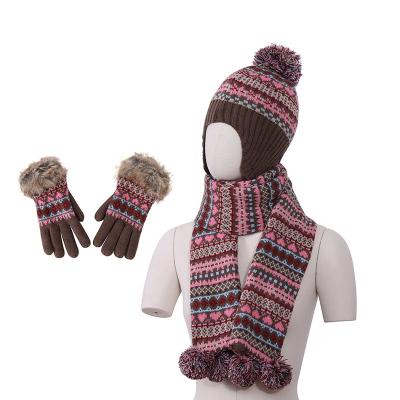 China China Factory OEM Service Winter Accessories Winter Hats Magic Scarf Warm Keeping Woolen 3 Pcs SET Scarf, Hat And Glove Sets for sale