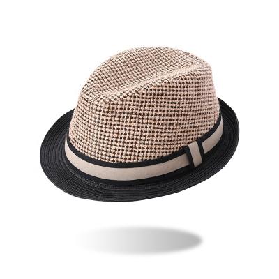 China Straw Hats With Rope For Summer Woven Polyester Panama Hats Comfortable Paper Hats China Factory One Size Wear for sale