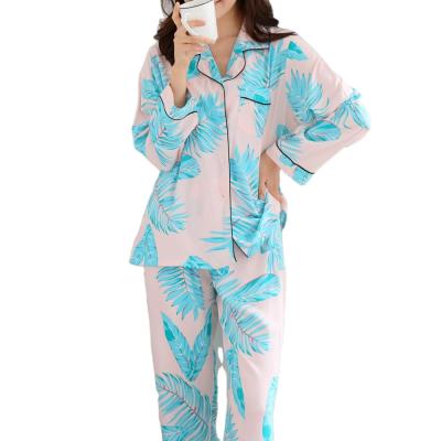 China OEM summer style girls hawaiian pajamas manufacturer cotton rayon sleepwear pajamas set QUICK DRY custom women hawaiian pajama set for sale