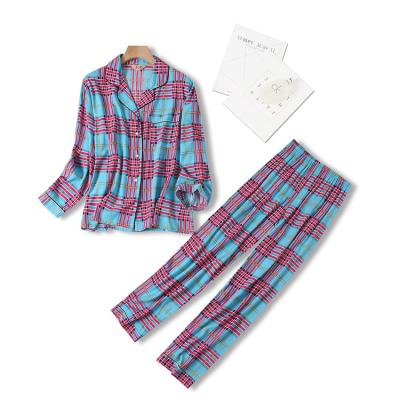 China Indian Cotton Pajamas Set Women Sleep Wear Pajamas Set Ladies Cotton Nightgowns Woman Plaid Comfortable Pajamas QUICK DRY for sale