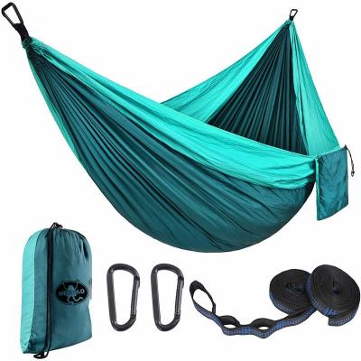 China Adult outdoor camping nylon 210T hammock with tree straps for double person for sale