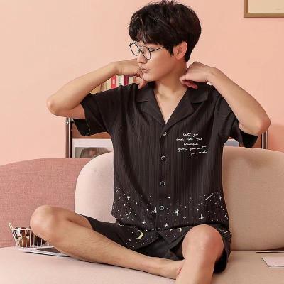 China Men's Summer Breathable Cotton Pajama Set, Casual Cardigan Design, Breathable and Lightweight for Comfortable Home Wear for sale