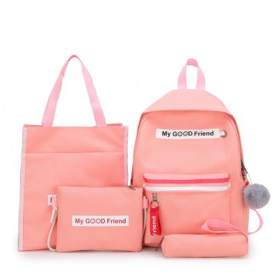 China Japanese style anti-theft newest large hot pink beautiful school backpack set bag girls fashion schoolbag 4PCS high school bag set for school for sale