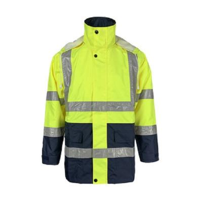 China Level 3 Waterproof/Breathable/High Visibility Raincoat Coverall With Rainwear High Reflective Safety Stripe Uniforms Yellow Visibility Raincoat for sale