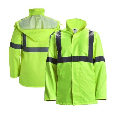 China Water Proof Customized Mens Rain Wear Waterproof Reflective High Visibility Safety Rain Coat Work Jacket for sale