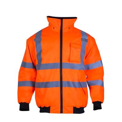 China Orange Fleece Mens High Visibility Hoodie Winter Water Proof Customized Bomber Jacket Waterproof Safety Reflective Jackets for sale