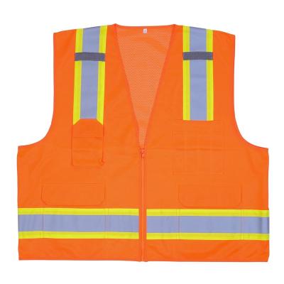 China Customized Fluorescent Vests REFLECTIVE With Pockets Mens Reflective Vest High Visibility Safety Vest for sale