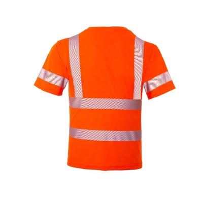 China REFLECTIVE Dry Fit Short Shirt Customized T-shirts Orange High Visibility Safety Reflective Construction Work Shirts for sale