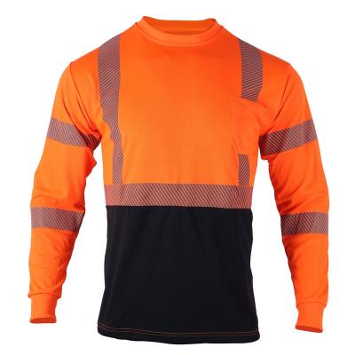 China Black HIGH VISIBILITY Class2 Work Visibility Shirts Mens Black High Bottom Reflective Safety Long Sleeve Shirt for sale