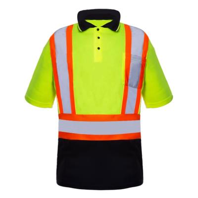 China Customized Yellow T-shirt Breathable Reflective High Visibility Work Uniforms High Visibility Work Uniforms Construction Reflective Yellow Shirt for sale