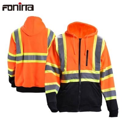 China Wholesale REFLECTIVE Reflect Hooded High Visibility Sweater Jackets Fabrics For Safety Jacket Reflective Pockets for sale