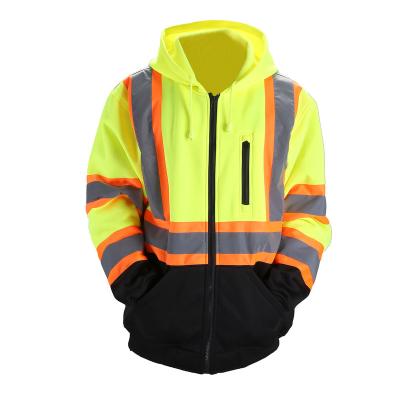 China Custom Made Safety Jacket Fabric Safety Work Jacket High Visibility Fleece Pullover Fleece Hoodie REFLECTIVE Sweatshirts for sale