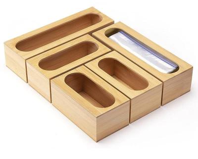 China 5 Pcs Eco-Friendly Modern Natural Openable Lids Top Racks Reusable Bamboo Box Drawer Storage for sale