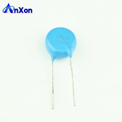 China 35KV 1500PF 152 Height Voltage Blue Disc Leaded Ceramic Capacitor for sale