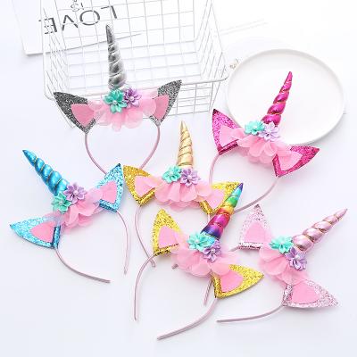 China Wholesale European and American style design fashion hair accessories baby children new flower crown headband for party Unicorn Headband for sale