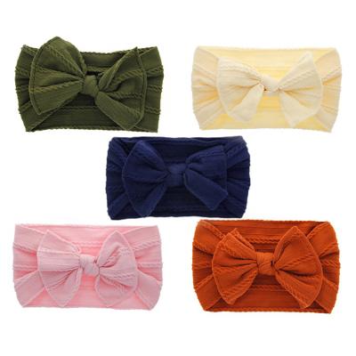 China Washable Unveil Baby Hair Accessories Large Bow Nylon Headband Girls Various Colors Reusable Soft Elastic Baby Headband Wholesale for sale