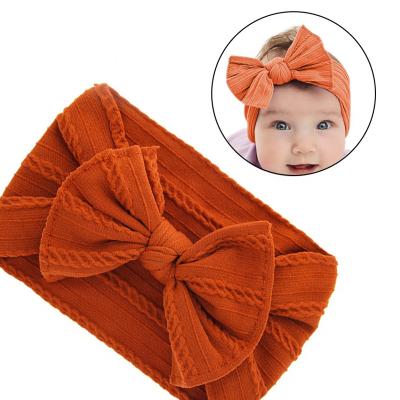 China Washable Unfold Reusable Color Nylon Hair Bow Headband For Baby Cable Knit Headbands Turban Babies Hair Accessories Solid Wide Nylon Toddler for sale