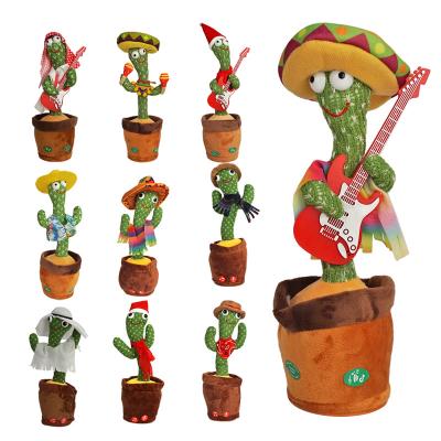 China Sing to Amazon Hot Selling Simulation Electronic Plush Toy Swing Recording Singing Cactus Doll with Music Dancing Cactus Doll for sale