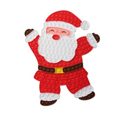 China Wholesale Cute Cartoon Mosaic Style Xmas Theme 40cm Christmas Color Puzzle Push Noise Push Button Busy Person Toy Big for sale