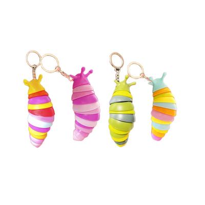 China Busty Person Effort Toys 2022 New Rainbow 3d Jointed Sensory Toy Pull It Multicolor Stim Mini Keychain Gift Finger Plastic for sale