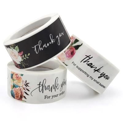 China Waterproof Thank You Gift Floral Wedding Party Decor Business Sticker Sealing Stickers Roll for sale