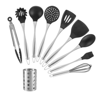 China Sustainable Thanksgiving Gifts 9 Pieces Home Utensils Bread Stainless Steel Serving Silicone Cooking Tools Utensil Sets for sale