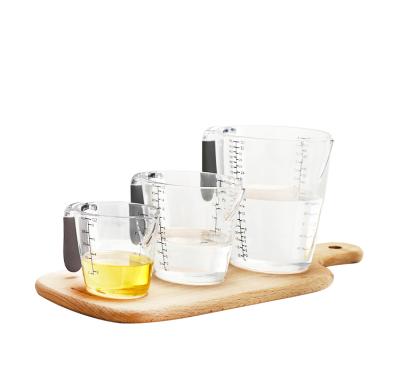 China 3 Piece Space Saving Custom 3 Pcs Food Grade Plastic Glass Measuring Cup Set Cups Measur for sale