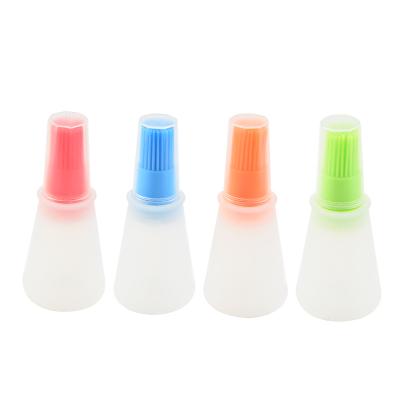 China Kitchen Instruments Tools Transparent Lid Silicone Oil Bottle Colorful Easily Cleaned Barbecue Brush for sale