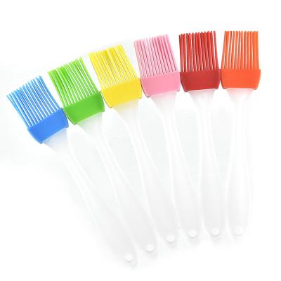 China Easily Cleaned Kitchen Tools Handle Cake Translucent Oil Pan Baking Brush Plastic Hair Brush Oil for sale