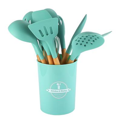 China Viable Kitchen Accessories Pink Silicone Spoon Utensils Cooking Sets Kitchen Utensils 11 Pieces for sale