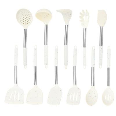 China Sustainable 11 Pcs Food Grade Spatula Spoon Set Stainless Steel Utensils Kitchen Silicone Utensil Set for sale