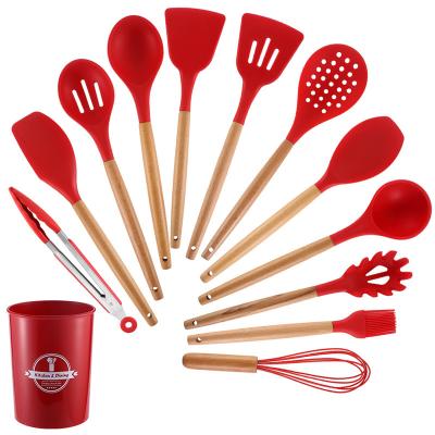 China Non Sustainable Newcomers Heat Resistant Stick 11 Piece Spoon Cooking Tools Silicon Kitchen Utensil Set for sale